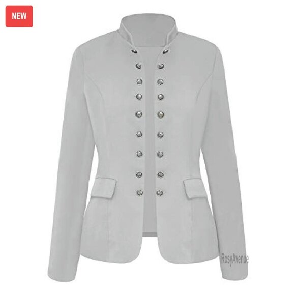 Women's Business Casual Blazer with Buttons Pockets Open Front - Picture 5 of 8